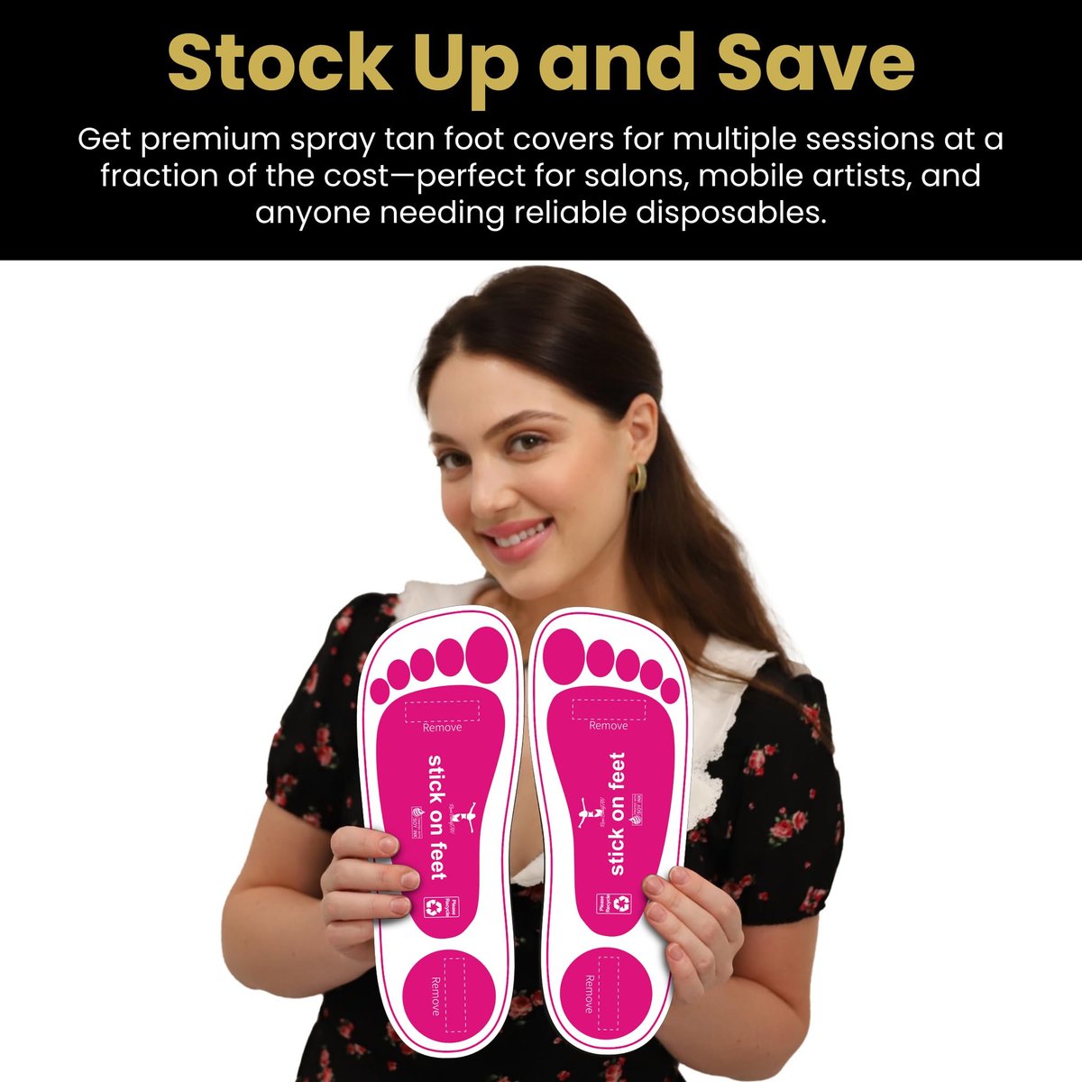 STICKONFEET Premium Feet Pads for Spray Tanning – Disposable Foot Protectors for Salons & Mobile Pros – 25 Pairs Avelisse