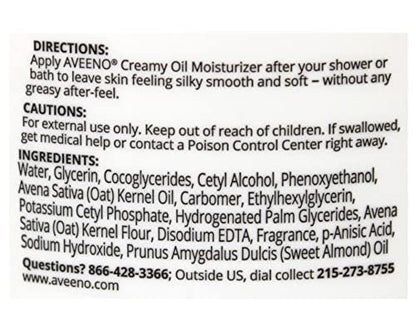 Aveeno Creamy Oil Body Moisturizer, 12 oz – Deeply Hydrating, Lightweight Oil for Dry Skin Avelisse