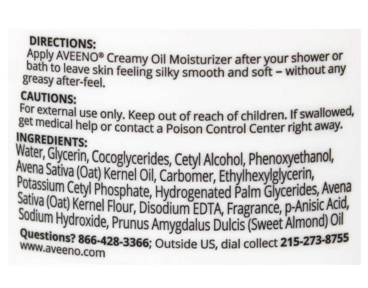 Aveeno Creamy Oil Body Moisturizer, 12 oz – Deeply Hydrating, Lightweight Oil for Dry Skin Avelisse