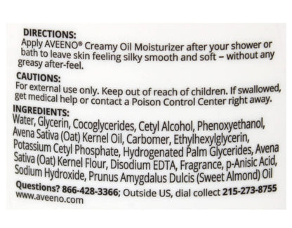 Aveeno Creamy Oil Body Moisturizer, 12 oz – Deeply Hydrating, Lightweight Oil for Dry Skin Avelisse