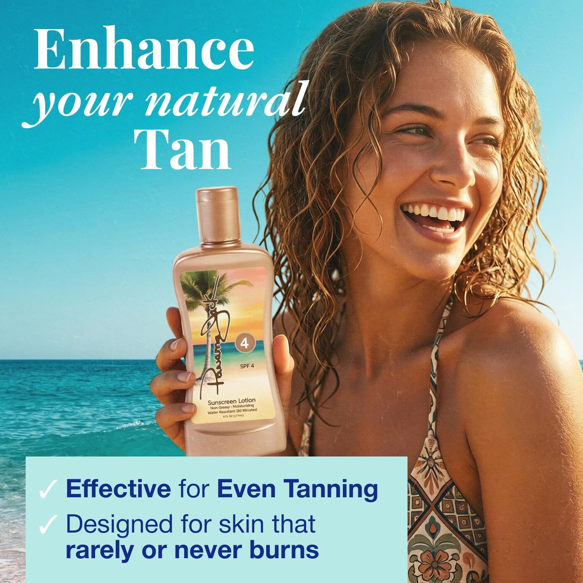 Panama Jack Sunscreen Tanning Lotion SPF 4 - Antioxidant Moisturizing Formula, 6 FL OZ - görsel 5