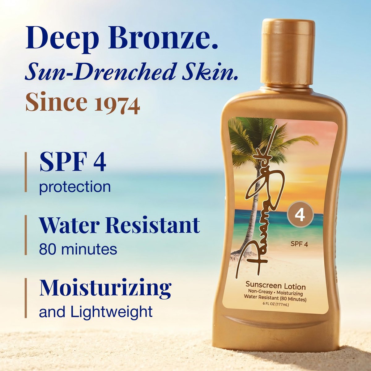 Panama Jack Sunscreen Tanning Lotion SPF 4 - Antioxidant Moisturizing Formula, 6 FL OZ - görsel 3