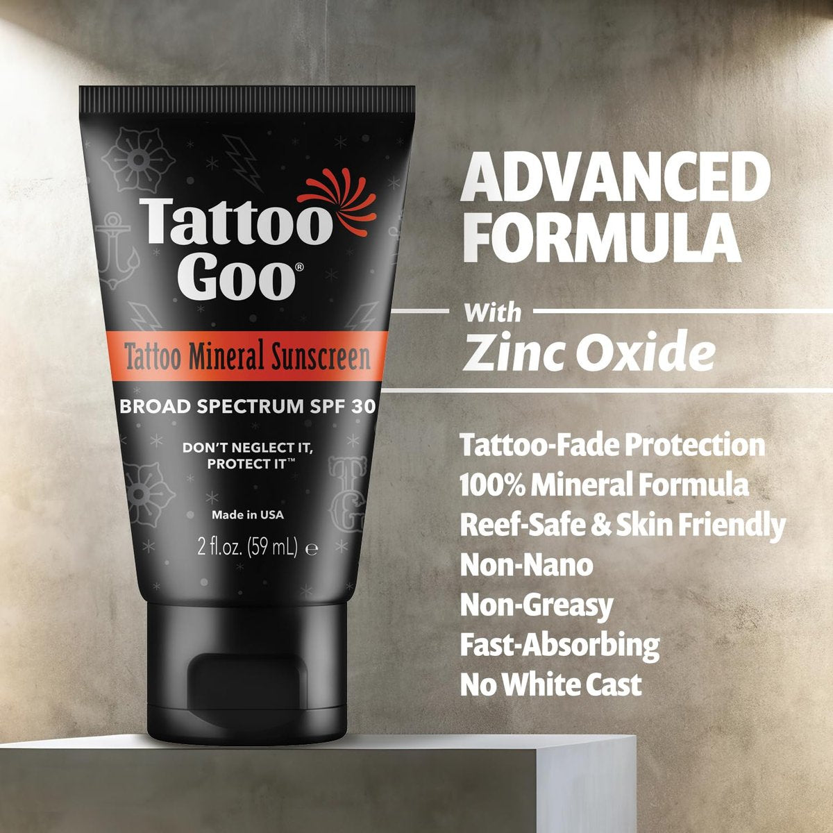 Tattoo Goo Zinc Oxide Mineral Sunscreen SPF 30 – Broad Spectrum UVA/UVB Protection, Tattoo Fade Shield, Non-Greasy, Fragrance-Free, 2 fl oz - görsel 11
