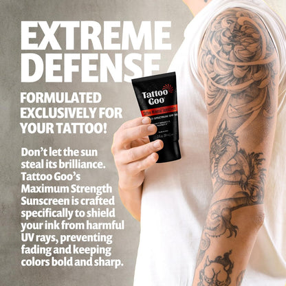 Tattoo Goo Zinc Oxide Mineral Sunscreen SPF 30 – Broad Spectrum UVA/UVB Protection, Tattoo Fade Shield, Non-Greasy, Fragrance-Free, 2 fl oz