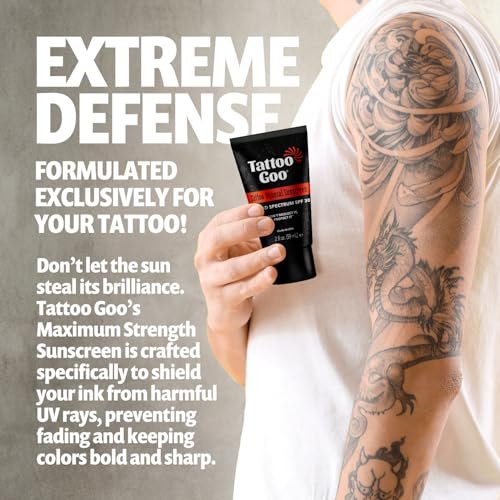 Tattoo Goo Zinc Oxide Mineral Sunscreen SPF 30 – Broad Spectrum UVA/UVB Protection, Tattoo Fade Shield, Non-Greasy, Fragrance-Free, 2 fl oz - görsel 6