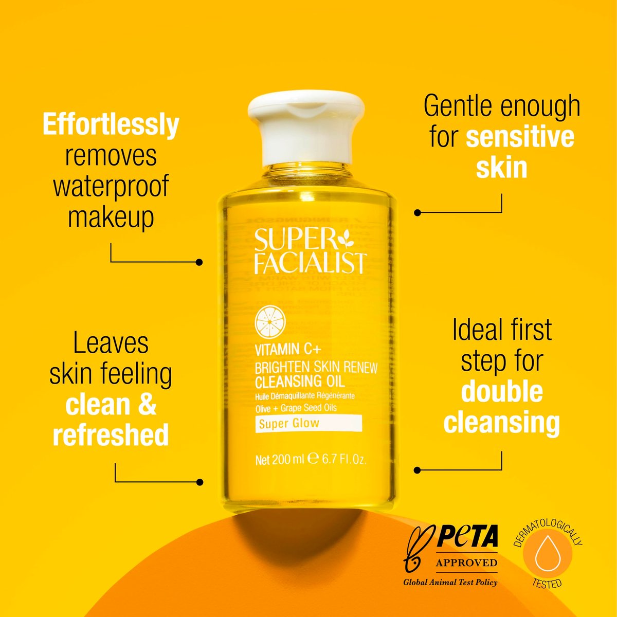 Super Facialist Face Cleanser Oil – Gentle Cleansing Oil with Vitamin C, Waterproof Makeup Remover & Facial Wash for All Skin Types, 6.76 oz - görsel 3