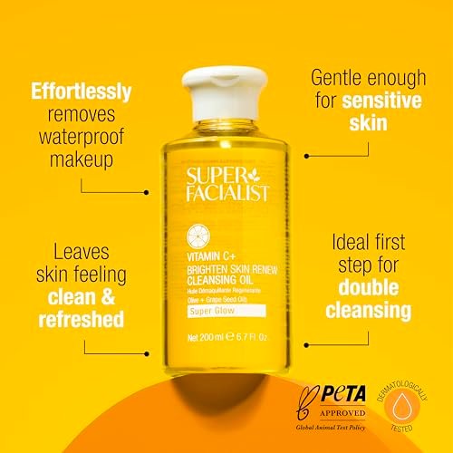 Super Facialist Face Cleanser Oil – Gentle Cleansing Oil with Vitamin C, Waterproof Makeup Remover & Facial Wash for All Skin Types, 6.76 oz - görsel 4