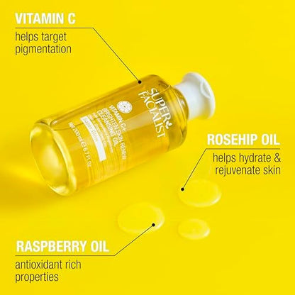 Super Facialist Face Cleanser Oil – Gentle Cleansing Oil with Vitamin C, Waterproof Makeup Remover & Facial Wash for All Skin Types, 6.76 oz