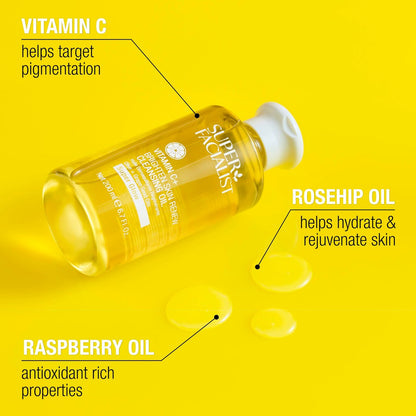 Super Facialist Face Cleanser Oil – Gentle Cleansing Oil with Vitamin C, Waterproof Makeup Remover & Facial Wash for All Skin Types, 6.76 oz