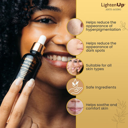 OMIC Lighten-Up Skin Brightening Serum with Argan Oil and Shea Butter - 1 Fl Oz / 30 ml Avelisse