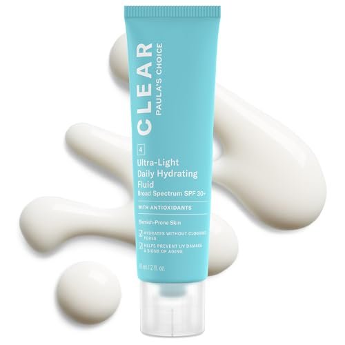Paula's Choice CLEAR Ultra-Light Hydrating Oil-Free Face Sunscreen SPF 30 - Lightweight Sunscreen for Blemish-Prone Skin with Green Tea & Chamomile, 2 oz Avelisse