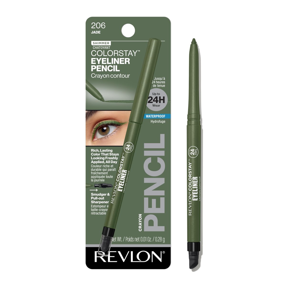 Revlon ColorStay Waterproof Eyeliner Pencil – Smudge-Proof, Long-Lasting Eye Makeup with Built-In Sharpener, Jade, 0.01 oz - görsel 1