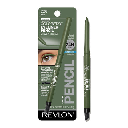 Revlon ColorStay Waterproof Eyeliner Pencil – Smudge-Proof, Long-Lasting Eye Makeup with Built-In Sharpener, Jade, 0.01 oz