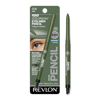 Revlon ColorStay Waterproof Eyeliner Pencil – Smudge-Proof, Long-Lasting Eye Makeup with Built-In Sharpener, Jade, 0.01 oz