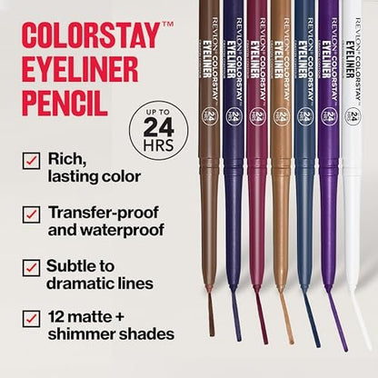 Revlon ColorStay Waterproof Eyeliner Pencil – Smudge-Proof, Long-Lasting Eye Makeup with Built-In Sharpener, Jade, 0.01 oz