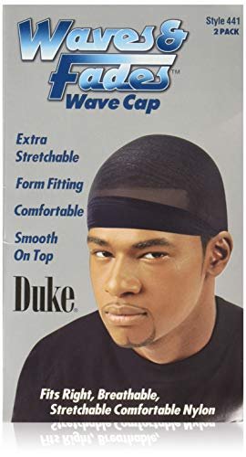 Duke Waves and Fades Wave Cap - Black (2 Pack) | Premium Acrylic Shower Caps for Men