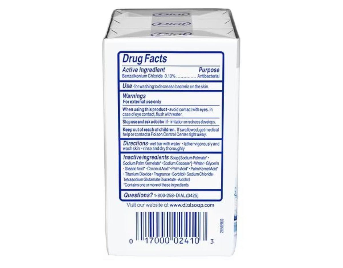 Dial Antibacterial Bar Soap, Refresh & Renew, White Bar Soap 3-4 oz, 2 Pack Avelisse