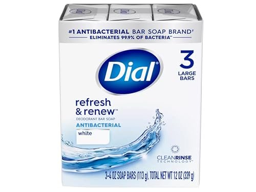 Dial Antibacterial Bar Soap, Refresh & Renew, White Bar Soap 3-4 oz, 2 Pack Avelisse