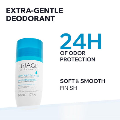 Uriage Deodorant for Sensitive Skin – Aluminum-Free, 24-Hour Odor Protection, No White Marks, Unisex