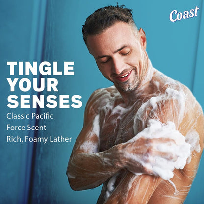 Coast 2-in-1 Hair and Body Wash, Classic Scent – Men's Body Wash, Shampoo & Conditioner – 6 Pack x 18 Fl Oz – Moisturizing & Refreshing Rich Lather Avelisse