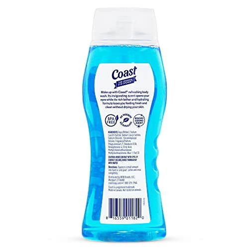 Coast 2-in-1 Hair and Body Wash, Classic Scent – Men's Body Wash, Shampoo & Conditioner – 6 Pack x 18 Fl Oz – Moisturizing & Refreshing Rich Lather Avelisse