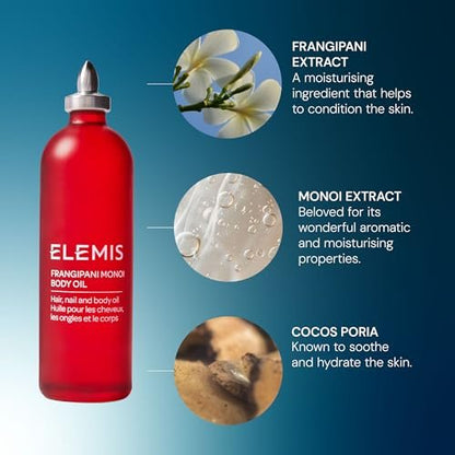 ELEMIS Frangipani Monoi Body Oil 100ml – Luxurious Nourishing Oil for Soft, Hydrated Skin & Hair Avelisse