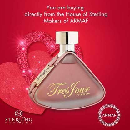 Armaf Tres Jour for Women Eau de Parfum Spray, 3.4 oz – Elegant & Long-Lasting Floral Fragrance