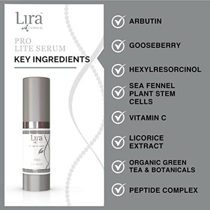 Lira Clinical PRO Lite Serum – Discoloration Correcting Face Serum with Vitamin C & Hyaluronic Acid for Dark Spots, Pore Tightening & Hydration Avelisse