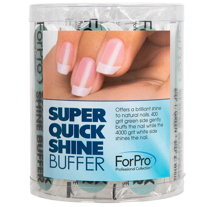 ForPro Professional Collection Super Quick Shine 2-Way Nail Buffer 25-Pack - Green 400/White 4000 Grit Double-Sided Manicure & Pedicure File Avelisse