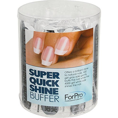 ForPro Professional Collection Super Quick Shine 2-Way Nail Buffer 25-Pack - Green 400/White 4000 Grit Double-Sided Manicure & Pedicure File Avelisse