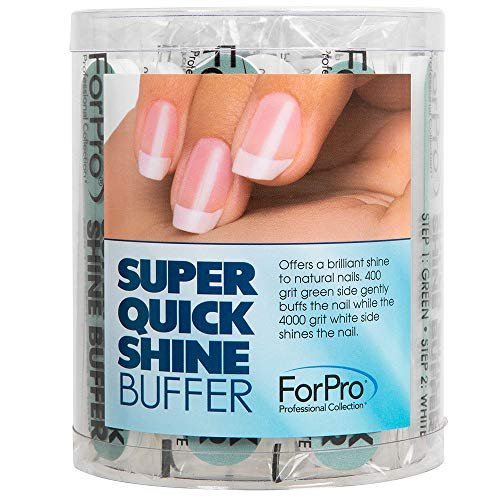 ForPro Professional Collection Super Quick Shine 2-Way Nail Buffer 25-Pack - Green 400/White 4000 Grit Double-Sided Manicure & Pedicure File Avelisse