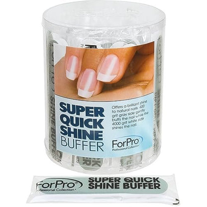 ForPro Professional Collection Super Quick Shine 2-Way Nail Buffer 25-Pack - Green 400/White 4000 Grit Double-Sided Manicure & Pedicure File Avelisse