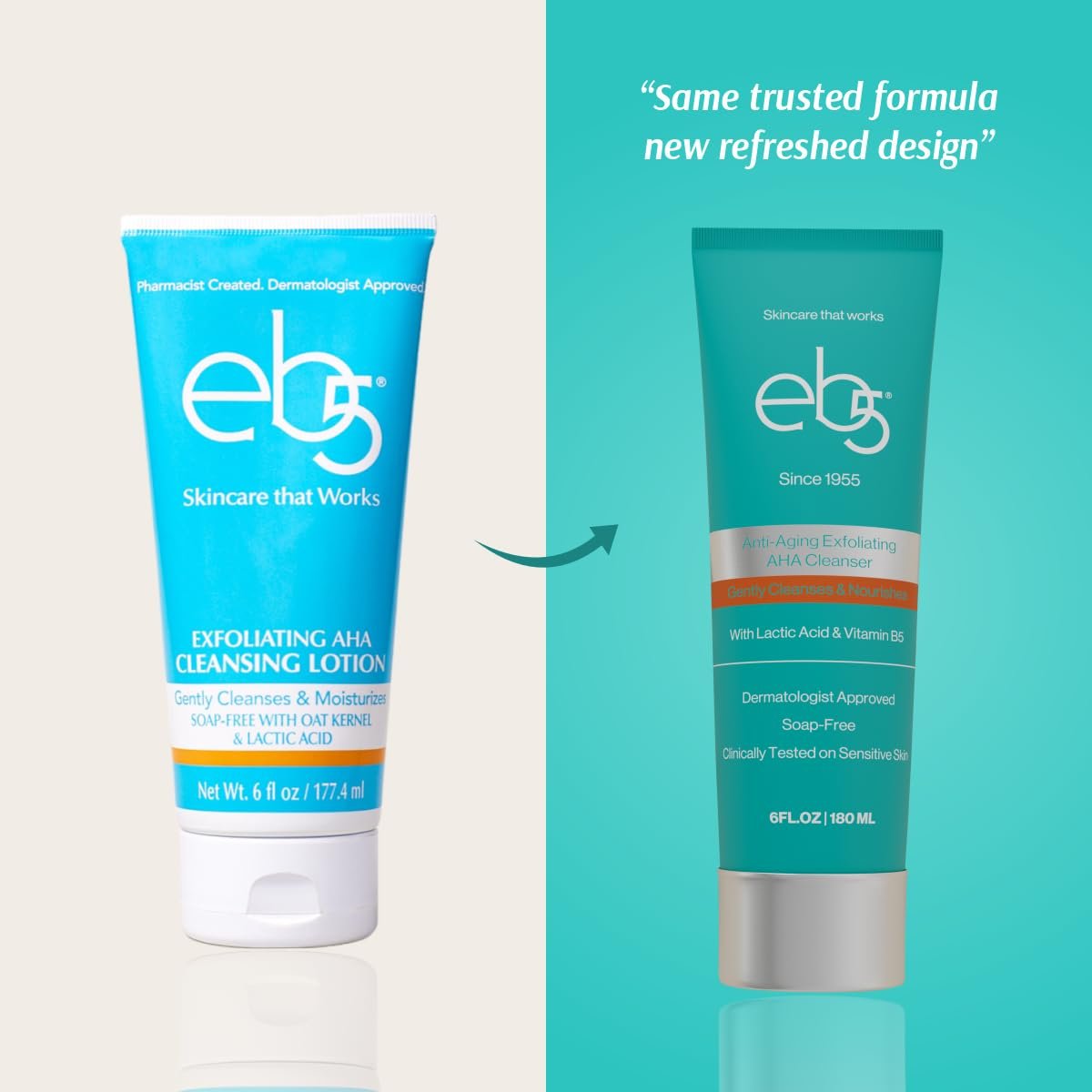 eb5 Exfoliating AHA Cleansing Lotion – Gentle Anti-Aging Cleanser for Glowing Skin, 6 Fl Oz Avelisse