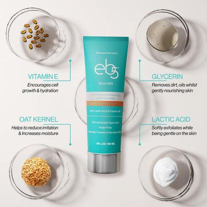eb5 Exfoliating AHA Cleansing Lotion – Gentle Anti-Aging Cleanser for Glowing Skin, 6 Fl Oz Avelisse