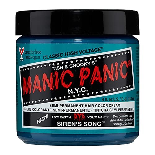 MANIC PANIC Classic Siren's Song Semi Permanent Hair Color - Neon Blue-Green Hair Dye (4oz) - Vegan & Cruelty-Free Avelisse