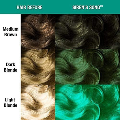 MANIC PANIC Classic Siren's Song Semi Permanent Hair Color - Neon Blue-Green Hair Dye (4oz) - Vegan & Cruelty-Free Avelisse