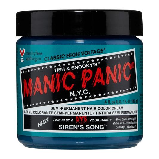 MANIC PANIC Classic Siren's Song Semi Permanent Hair Color - Neon Blue-Green Hair Dye (4oz) - Vegan & Cruelty-Free Avelisse