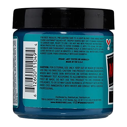 MANIC PANIC Classic Siren's Song Semi Permanent Hair Color - Neon Blue-Green Hair Dye (4oz) - Vegan & Cruelty-Free Avelisse