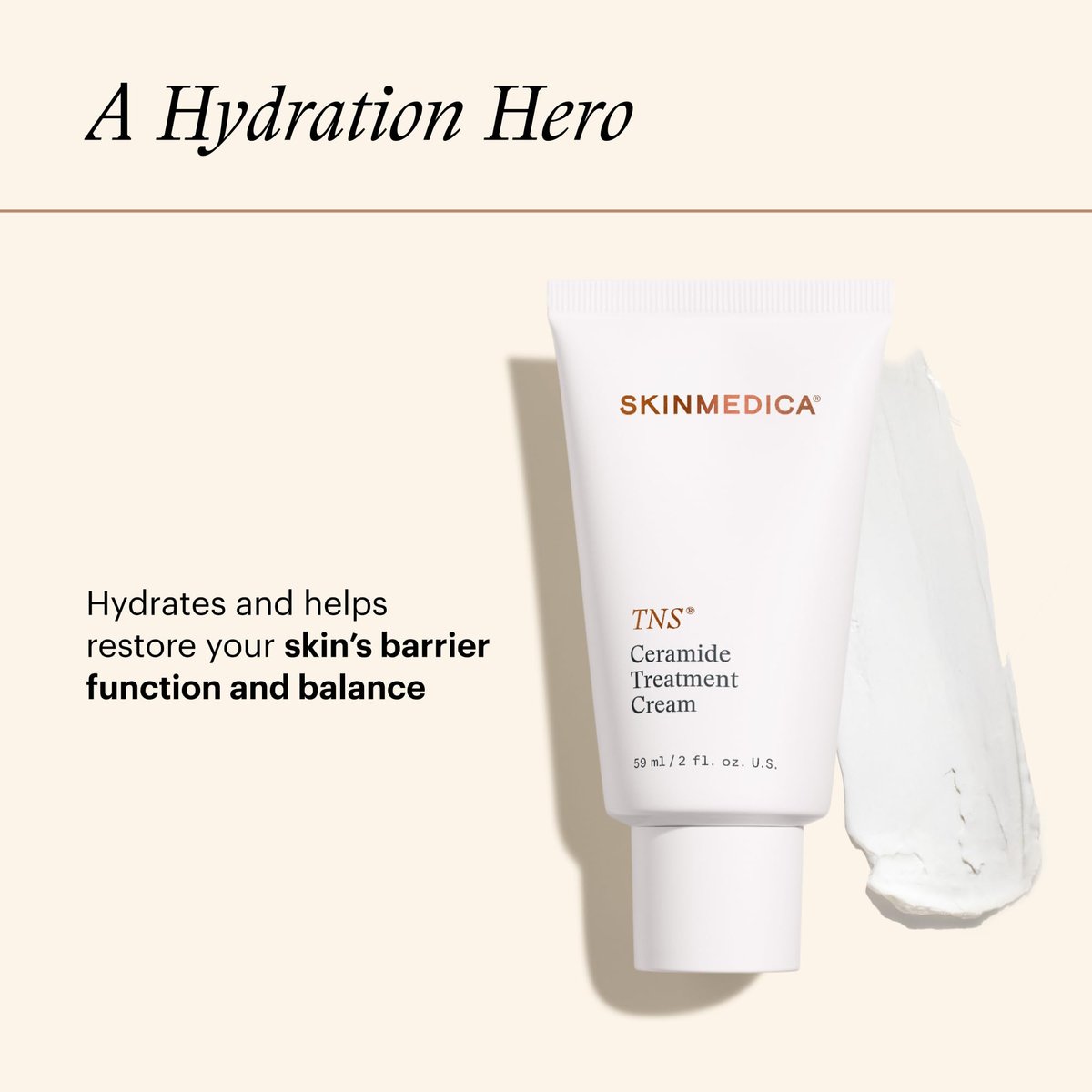 SkinMedica TNS Ceramide Treatment Facial Cream - Hydrating Moisturizer with Peptides & Ceramide Technology to Restore Skin's Moisture Balance & Barrier (2 Oz) Avelisse