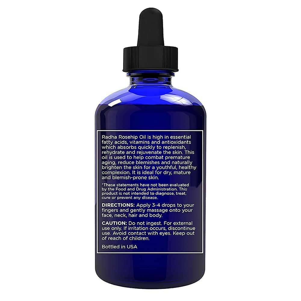 Radha Beauty 4 oz Organic Rosehip Seed Oil - 100% Pure Cold Pressed Carrier Oil for Face, Hair, Skin & Nails - görsel 3
