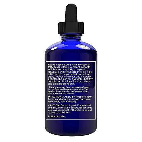 Radha Beauty 4 oz Organic Rosehip Seed Oil - 100% Pure Cold Pressed Carrier Oil for Face, Hair, Skin & Nails - görsel 4