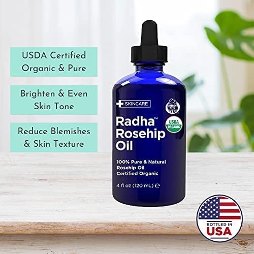 Radha Beauty 4 oz Organic Rosehip Seed Oil - 100% Pure Cold Pressed Carrier Oil for Face, Hair, Skin & Nails - görsel 8