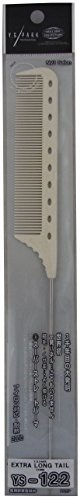 YS Park Comb 122 Extra Long Tail Comb - White, Ultem Plastic - görsel 2