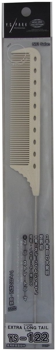YS Park Comb 122 Extra Long Tail Comb - White, Ultem Plastic