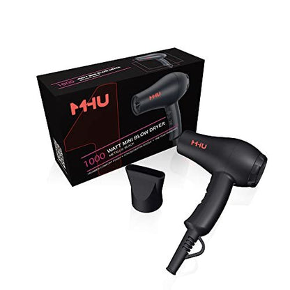 Mini Travel Hair Dryer 1000 Watts – Compact Ceramic Ionic Blow Dryer for RV & Pouring Art, Black Avelisse