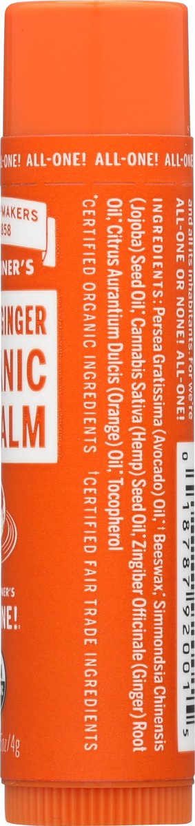 Dr. Bronner's Organic Lip Balm - Orange Ginger, 0.15 oz - Nourishing & Moisturizing Avelisse