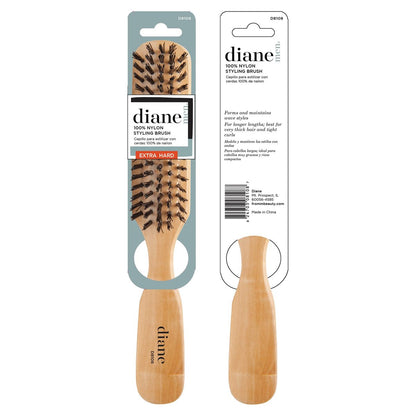 Diane 100% Nylon Bristle Styling Brush for Men and Barbers – Hard Bristles for Thick to Coarse Hair – Detangling, Styling & Wave Styles