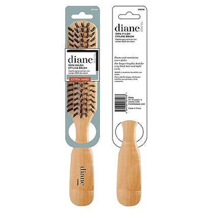 Diane 100% Nylon Bristle Styling Brush for Men and Barbers – Hard Bristles for Thick to Coarse Hair – Detangling, Styling & Wave Styles