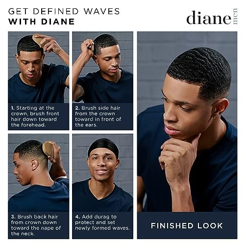 Diane 100% Nylon Bristle Styling Brush for Men and Barbers – Hard Bristles for Thick to Coarse Hair – Detangling, Styling & Wave Styles - görsel 7