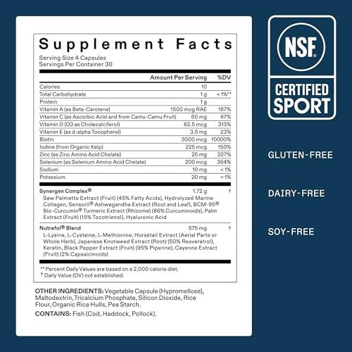 Nutrafol Men's Hair Growth Supplements - Clinically Tested for Thicker Hair & Scalp Coverage, Dermatologist Recommended, 1 Month Supply Avelisse